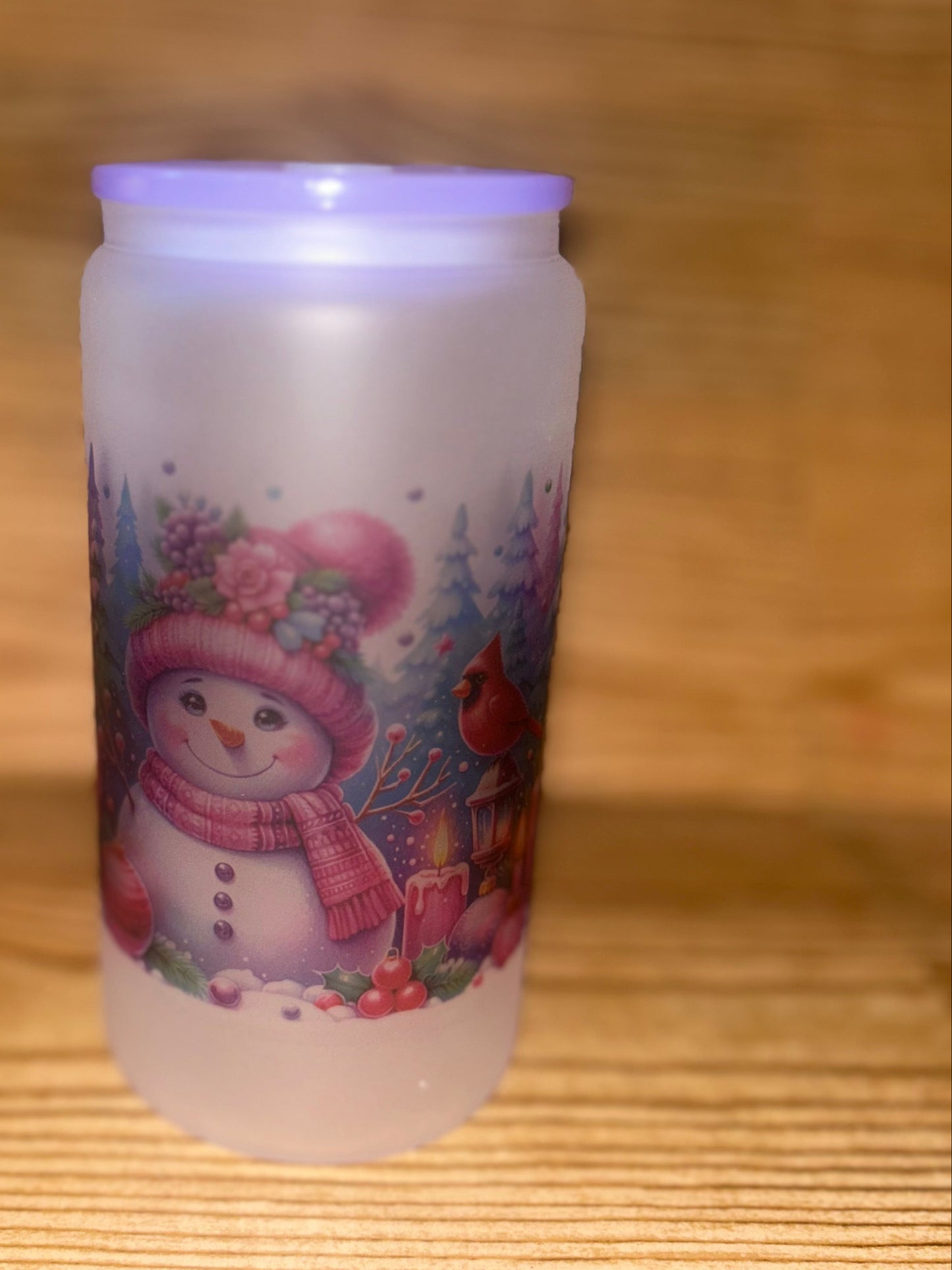 Snowman Sublimation Glass tumbler
